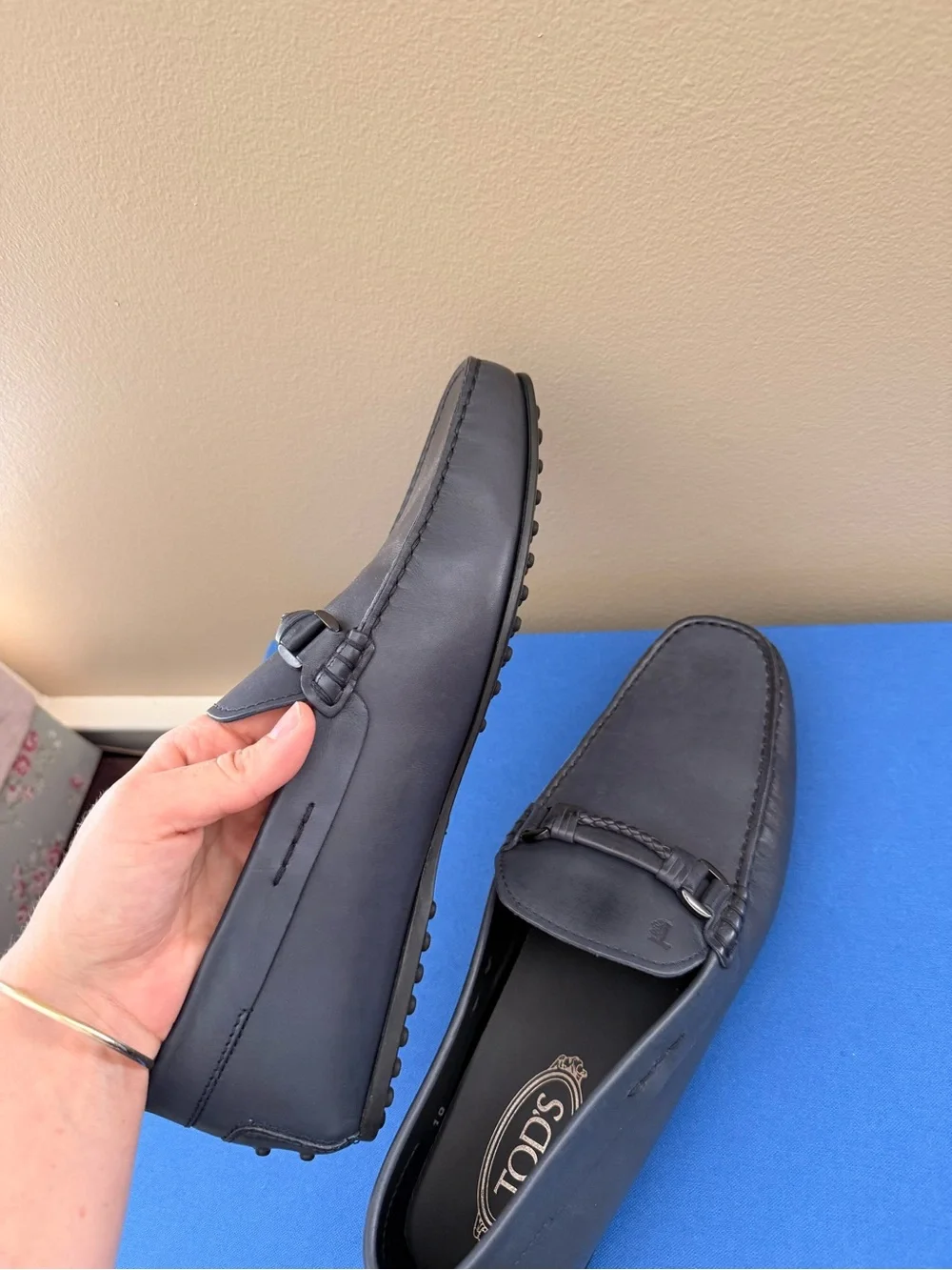 Tod’s Men’s Navy Blue Leather Slip-On Loafers